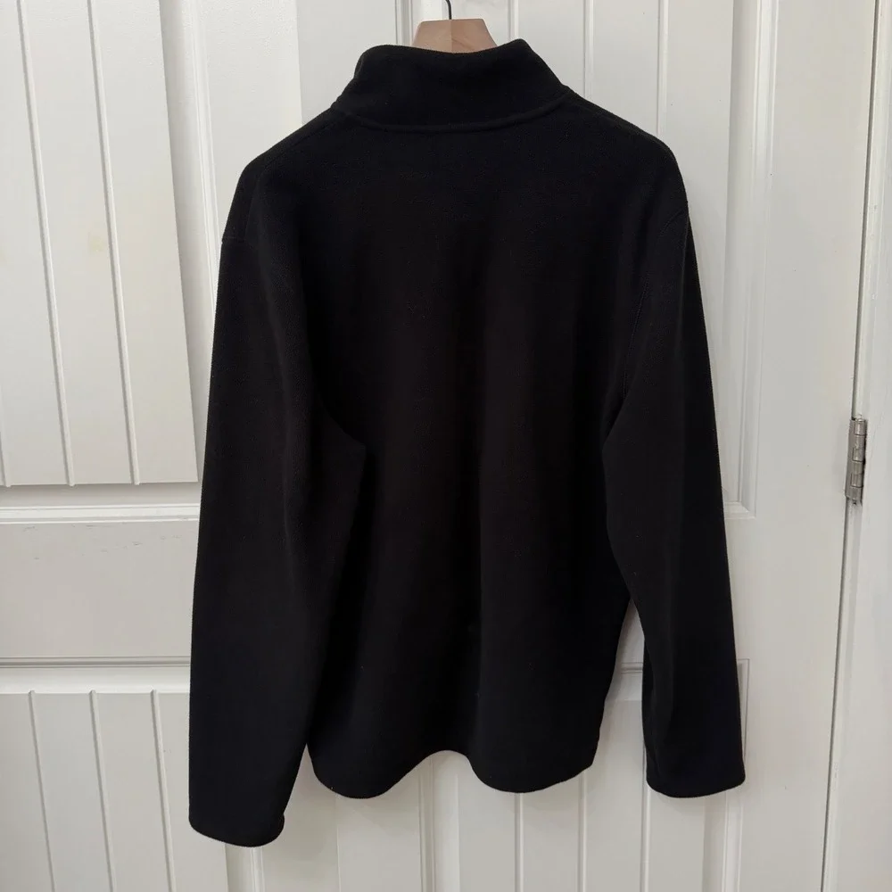 Brooks Brothers 346 Fleece Quarter‎ Zip Pullover Large Black Blue Logo